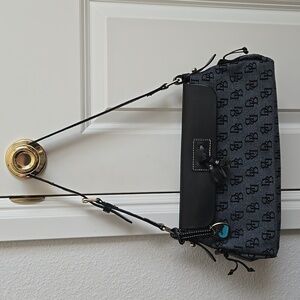 Dooney & Bourke Black and Blue Shoulder Bag with Monogram